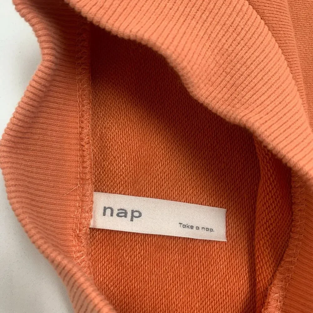 Nap Loungewear Oversized Sweater Womens M Medium Pumpkin Mock Neck Patch Pocket